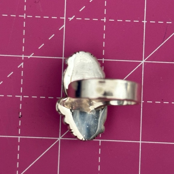 Golden hills turquoise double stone southwestern Sterling silver adjustable ring - Picture 4 of 6